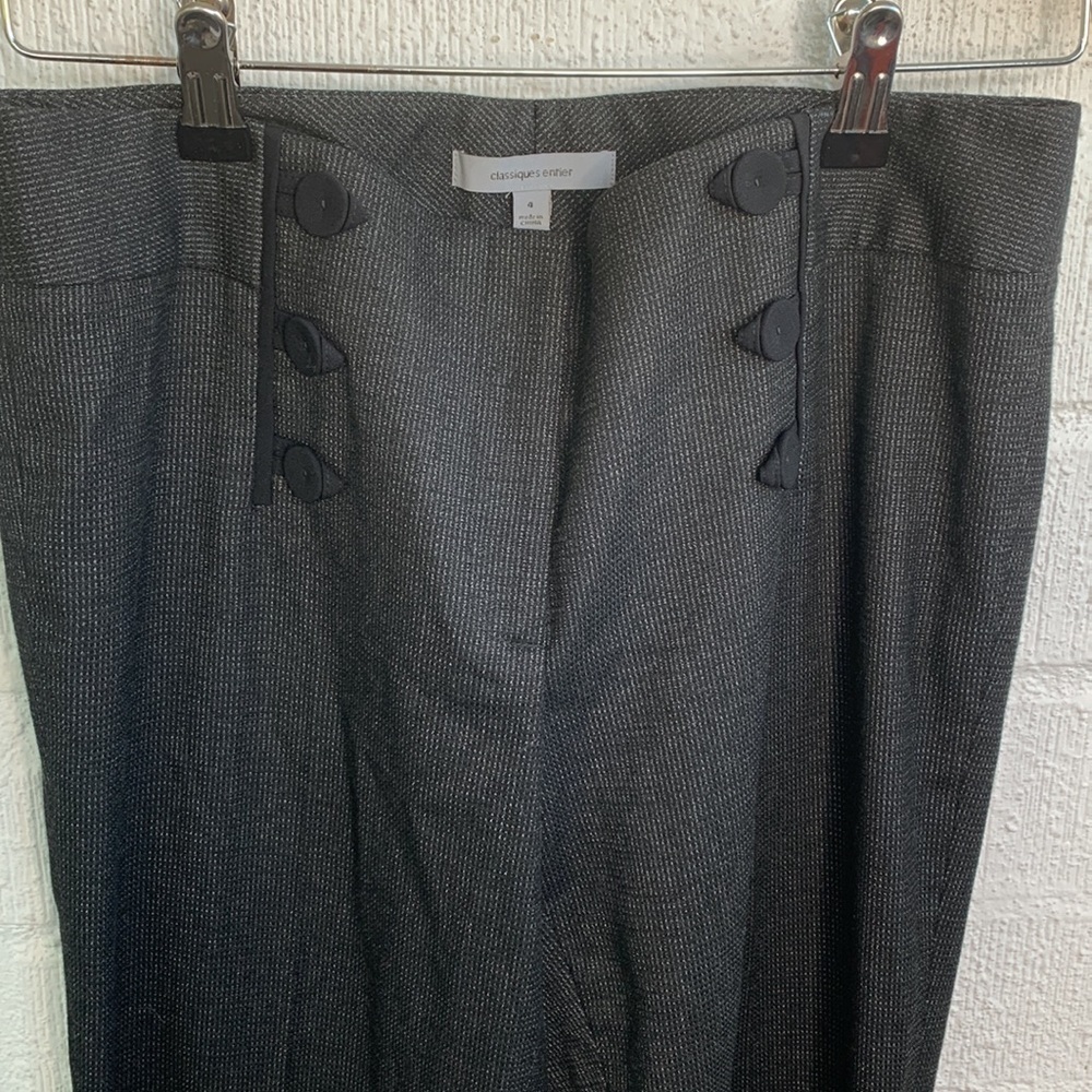 Classiques Entier High Button Gray Trouser Dress Pants sz 4 - Picture 2 of 8